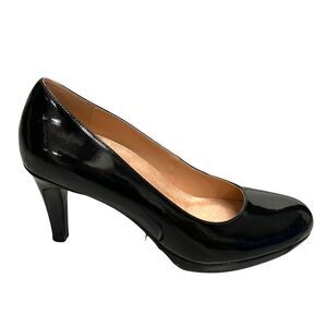 (SOLD) NATURALIZER Black Patent Leather Michelle Round Toe Pumps Platform 9W